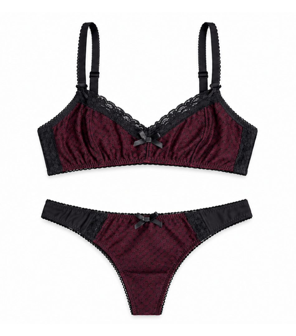 Burgundy Lace Set